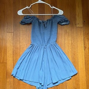 Blue off the shoulder romper